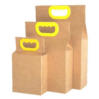 China Custom Recycled Plain Paper Bags Eco-friendly Materials Kraft Paper Bags With Logo Dried Fruit Rice Food Gift Storage Paper Bag for sale