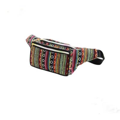 China Anti-theft Waist Bags Ethnic Style Fashion Ladies Colorful Striped Cross - Body Belt Bag for sale