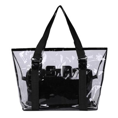 China New Design PVC Lightweight Custom Plastic Women Clear Clear Ladies Beach Bag Handbag Handbag Tote Bag for sale