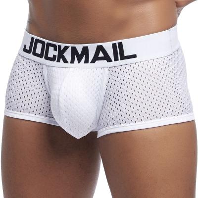 China JOCKMAIL Mesh Men Underwear Shorts Antibacterial Environmental Protection Boxer Briefs Fashion Popular Trunks Sexy Transparent Briefs for sale