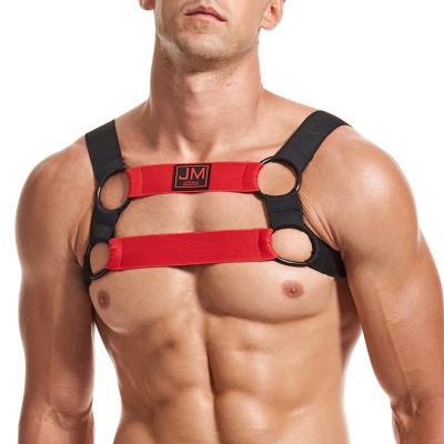 China JOCKMAIL High Quality Brand Men Elastic Body Chest Harness Sexy Bondage Lingerie With Leg Ring Clubwear Stage Cuff Straps Costume for sale