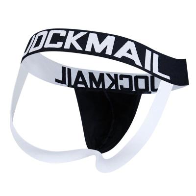 China Fashionable high quality men's underwear sexy big size solid color logo cotton antibacterial gay jockstraps men's thong underwear fashionable male bikini for sale