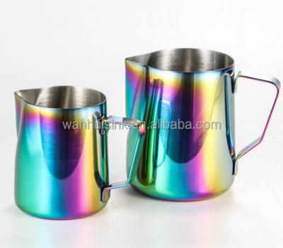 China Bartending Tools Stainless Steel Skimming Pitcher Milk Jug Traditional Metal Coated Coffee Mug for sale