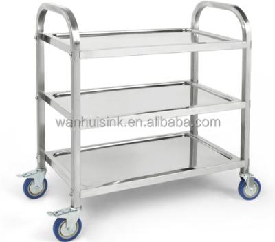 China Restaurant/Hotel/Catering/Bar Cafe Restaurant Hotel Bakery Service Trolley Stainless Steel Square Tube Serving Cart for sale