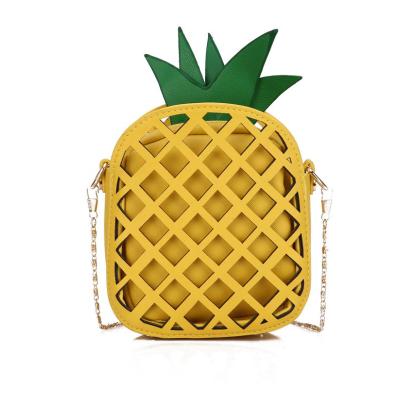 China Fashoion Fashion Mini Pineapple Women Messenger Bag Hollow Out Fruit Shape Shoulder Leather Cross - Body Bag For Gril for sale