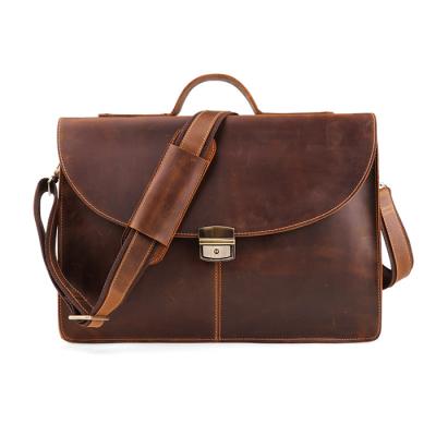 China 15 Inch Crazy Horse Business Document Bag New Laptop Bag Men's Genuine Leather Cross - Genuine Leather Briefcase New Men's Body Bag for sale