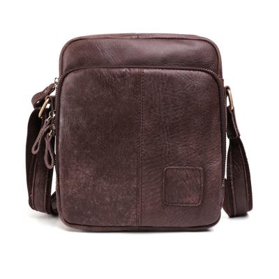 China New Design Men Casual Shoulder Bag Leather Cross - Body Bag Dark Brown Leather Messenger Bag for sale