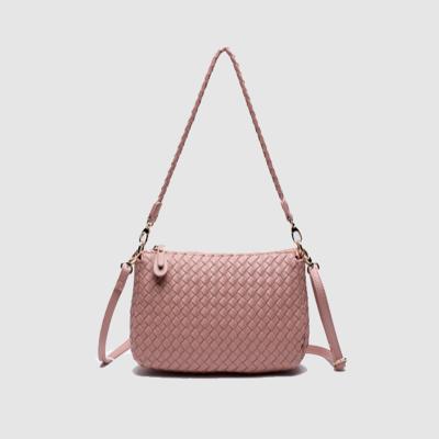 China Fashoion Newest Hot Selling Pink Lady Shoulder Bag Leather Woven Cross Body Bag For Daily Life for sale