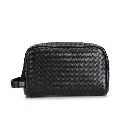 China Recyclable Luxury Man Woven Toiletry Kit High Quality Male Handle Leather Cosmetic Bag For Travel for sale