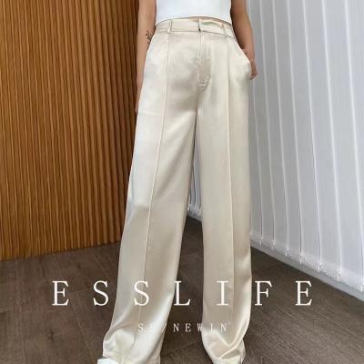 China Temperament Tall Commuter Wholesale Customized Anti-wrinkle Acetate Cloth Drape Waist Wide-Legged Pants for sale