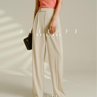 China Original ESSLIFE Anti-Wrinkle Women's Acetic Acid Vertical Wide Leg Tall Pants Fits Office and Temperament for sale