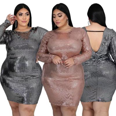 China Anti-Static Hot Selling Sequin Jumpsuit Sheer Skirt Dress With Full Sleeves For Cocktail Party for sale