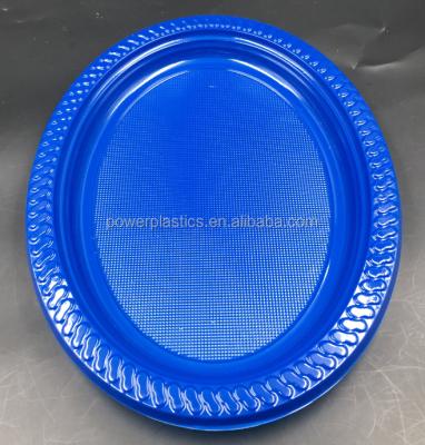 China Disposable Plastic PS Dish Oval Shape Snack Tray 12inch 11inch for sale