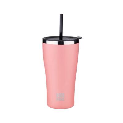 China Sustainable 530ml Double Wall Insulated Vacuum Stainless Steel Tumbler Mugs Coffee Mug With Straw And Custom Logo for sale