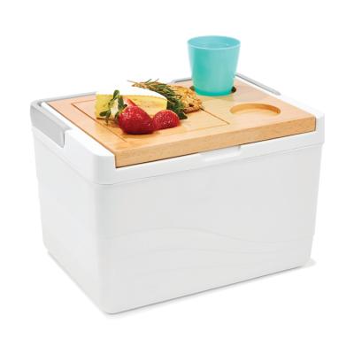 China WOODEN LID Insulated Portable Ice Food Wine and Water Cooler Tackle Box for sale