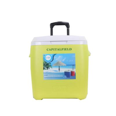 China Waterproof Outdoor Plastic Insulated 18L Ice Cooler Box For Chocolate And Beer With Trolley for sale