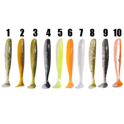 China Soft Plastic Lure PVC Shad Fish Lure Soft Bait 2.3g 68mm Double Color T Tail Artificial Lure Bait for sale