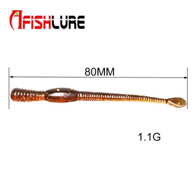 China Wholesale Artificial Lure Soft Worm 80mm Fishing Rubber Fishing 1g Earthworm Lure Soft Plastic Lure for sale