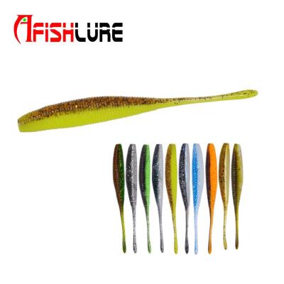 China Afishlure Plastic Soft Worm Lure 100mm 3.7g 6pcs One Bag PVC Translucency Plastic Sawtooth Soft Lure for sale