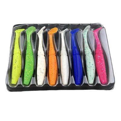 China Rubber Mix Colors Paddle Tail Lure 75mm Lure 3.2g Soft Plastic Fishing Perch Bait Artificial Lure for sale