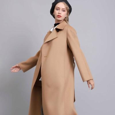 China Elegant Anti-wrinkle Coat For Women Double Face Camel Woolen Cashmere Woolen Coat Luxury Formal Long Coat Female Warm Coat for sale