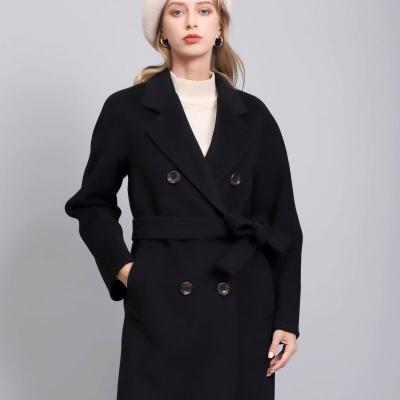 China 2021 spring fashion spring women's wool cashmere coat double face anti-wrinkle handmade luxury women's full length coats for sale