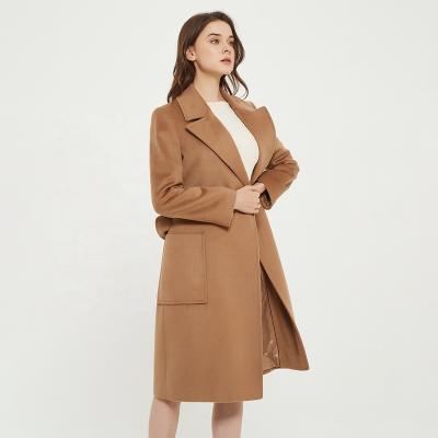 China Anti-wrinkle women's clothing luxury women's long coat office lady woolen wrap coat western classic ladies woolen coats for sale