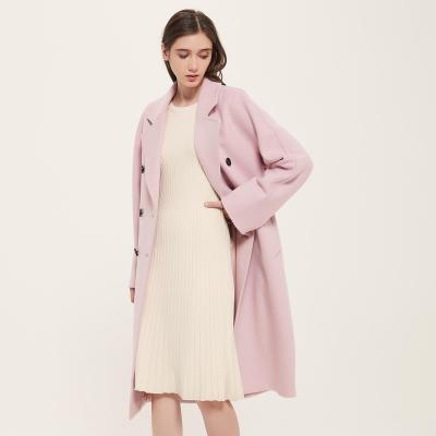 China Elegant Outwear 2022 high quality lady double breasted coat women's clothing plus size pink woolen coat women long for sale