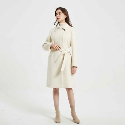 China Chic windproof 2022 women winter wear alpaca wool coat ladies office wears alpaca women long coats with belt for sale