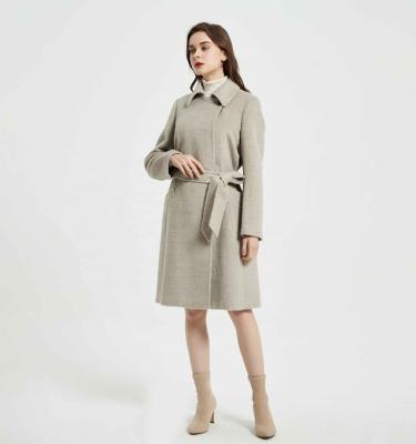 China Luxury Windproof Winter Alpaca Ladies Wrap Coat Women Formal Wool Fur Coats Elegant Alpaca Coat With Belt for sale