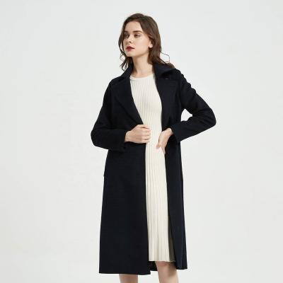 China Anti-wrinkle 2022 winter clothes for women ladies office wears woolen coat formal woman striped woolen coats for ladies for sale