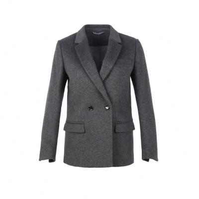 China Formal Anti-Wrinkle Office Western Ladies Slim Woolen Suit Outwear Gray Double Breasted Cashmere Woolen Coat Women Ladies Blazers Half Coat for sale