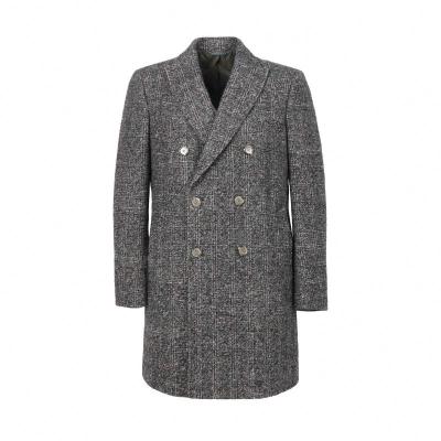 China Latest Design Winter Plaid Overcoat Anti-Wrinkle Mens Formal Woolen Coat Mens Check Double Breasted Coat for sale