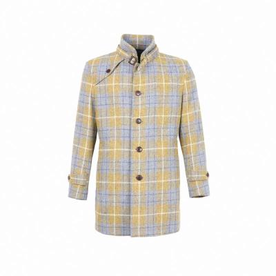 China checked men the latest Japanese style design plaid men's coat woolen trench coat parblend Anti-wrinkle 2021 woolen blue for sale