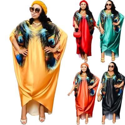 China 2022 Newest Viable Arab Women's Big Long Sleeve Batwing Printed Dress Arab Africa Middle East Long for sale