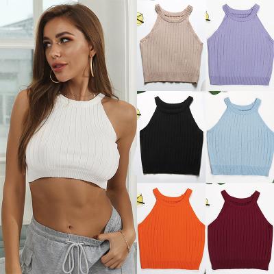 China Anti-pilling new design outdoor sports tank tops for summer yoga wear women solid color tank tops breathable sexy crop knitted vest women for sale