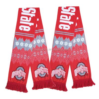 China Football Games Fashion Buckeyes Design Scarf USA Ohio State University Football Sport Scarf for sale