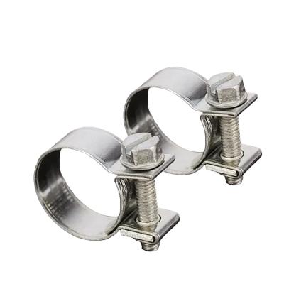 China Connection 14-16 Mm Height Band Width 9 Mm Mini Stainless Steel Pipe Clamp 304 for sale