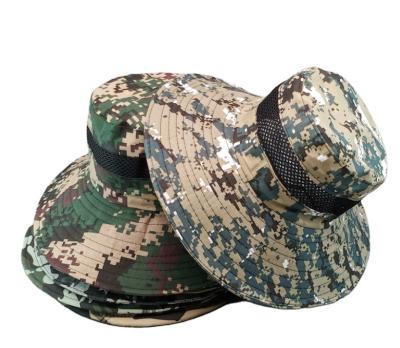 China Camouflage Men's Casual Summer Sun Protection Outdoors Fishing Traveling Mesh Men's Breathable Fisherman Hats Bucket Hats for sale