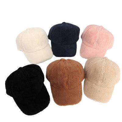 China COMMON Korean pure lamb corduroy lamb color fashion winter outdoor warm baseball hat sports hat for sale