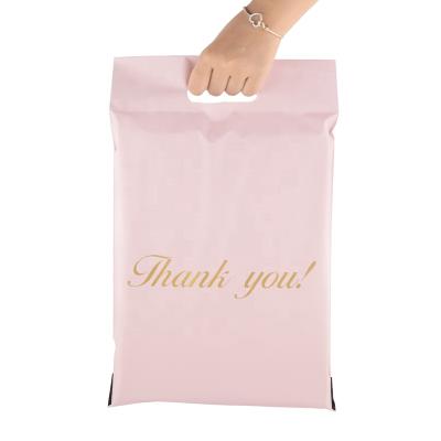 China Strong Adhesive Self Adhesive Pink Poly Bags Custom Bubble Mailer Mailing Bag With Handle for sale