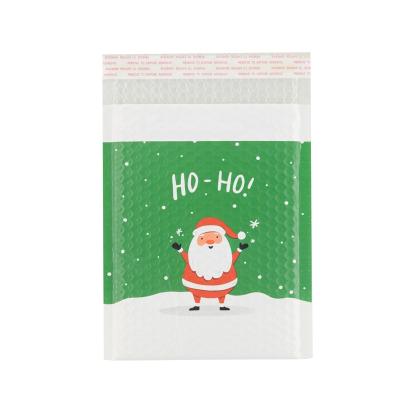 China Cosmetic Padded Poly Envelopes Shipping Packaging Custom Green Christmas Bubble Mailer for sale