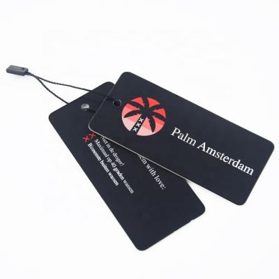 China Recyled Black Cardboard Clothing Paper Hang Tags Embossed Clothing Hang Tag For Shoes Clothes for sale