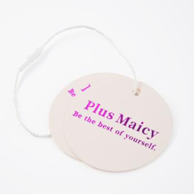 China Recyled Customized White Round Hang Tags With String Custom Die Cut White T-shirt Hang Tags Labels Round for sale