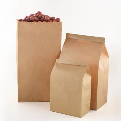 China High quality brown recycled materials low moq flat bottom kraft paper printed bread paper bags with your own logo for sale