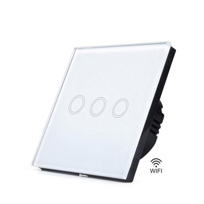 China Support 12v 3 band touch wireless electric wifi alexa smart light tuya switches glass wholesale for sale