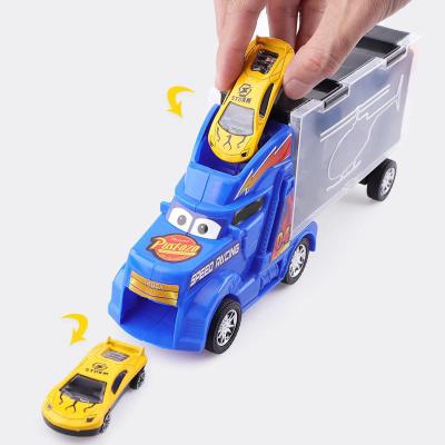 China The Ride On Toy Top Selling Cheap Die Casting Portable Toy Slide Transport Car Transporter Model Truck Car Toys Container Truck for sale