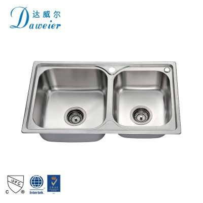 China Without Faucet China Supply SUS 304 Stainless Steel Kitchen Sinks Double Bowl Wash Sink Te koop