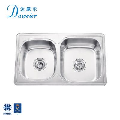 China Without Faucet Factory Price Pressed Double Sink 0.8MM Hardware Thickness Style Single Sink for sale