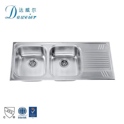 China Without Faucet Quality Products Double Bowl Stainless Steel Kitchen Sink With Brushed Finished Te koop